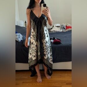 Elegant Black and White Paisley Dress